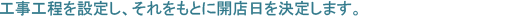 工事工程を設定し、それをもとに開店日を決定します。
